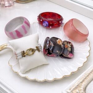 Resin Bangle Bracelet Lot – Chunky Statement Bangles & Beaded Toggle Bracelets